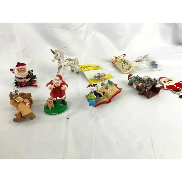 10x VTG Holiday Ornaments Christmas Santa Unicorn Wooden Figures Collectibles - Picture 5 of 11